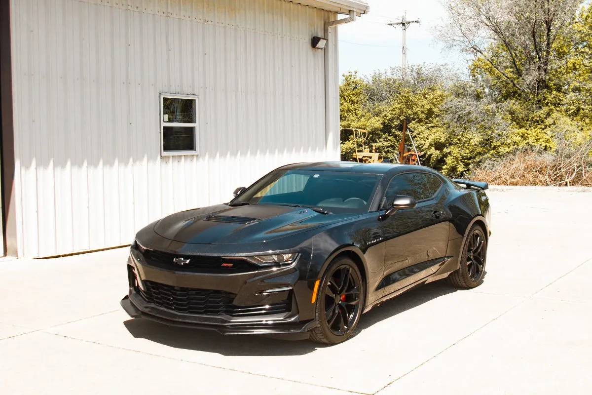 Finished Camaro, coated and reflecting open sky